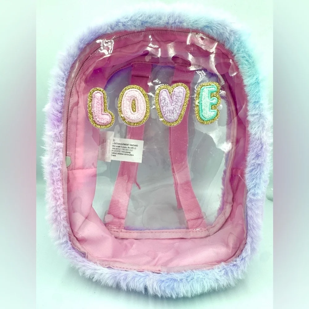 Kids Pastel “LOVE” Patch Small Clear Backpack